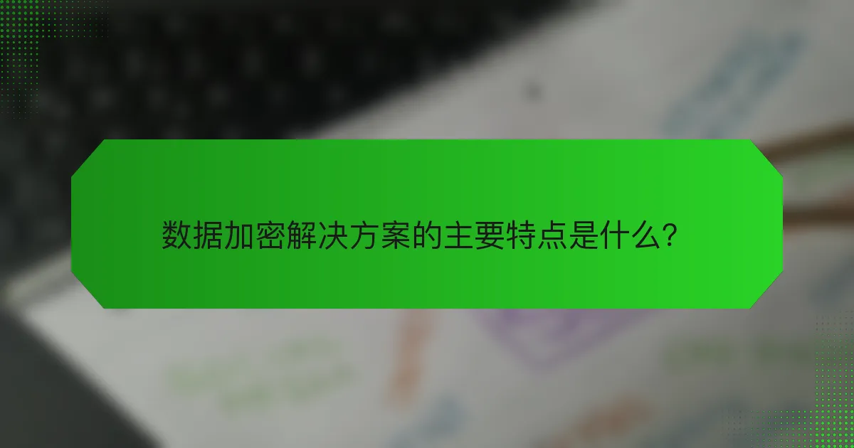 数据加密解决方案的主要特点是什么？